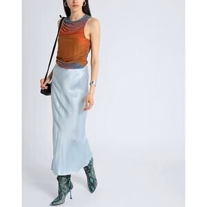 Topshop Rust Purple Ombre Ruched Draped Sleeveless Artsy Modern Top Size Small